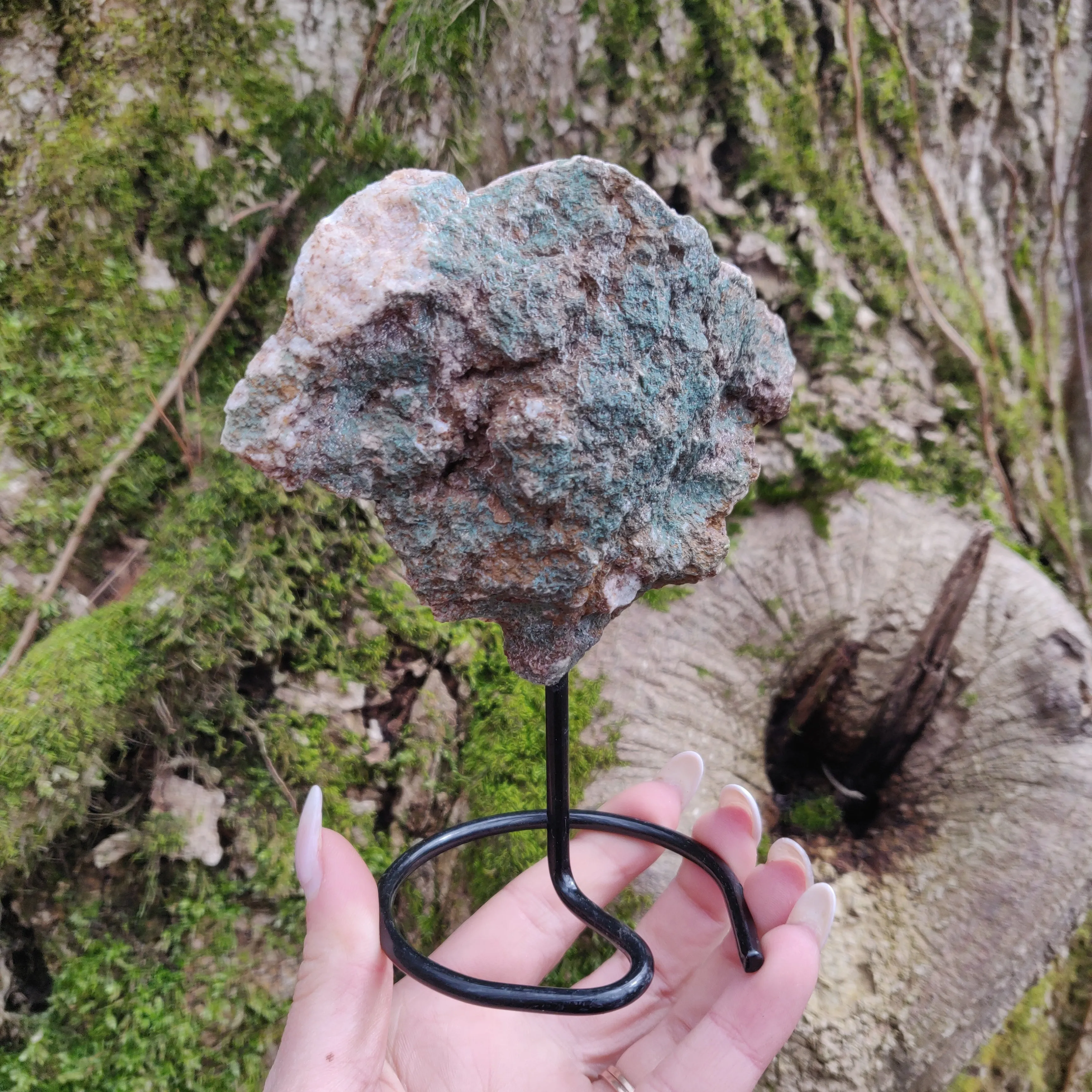 Pink Amethyst Geode Slab on Metal Stand (#5)