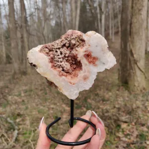 Pink Amethyst Geode Slab on Metal Stand (#5)