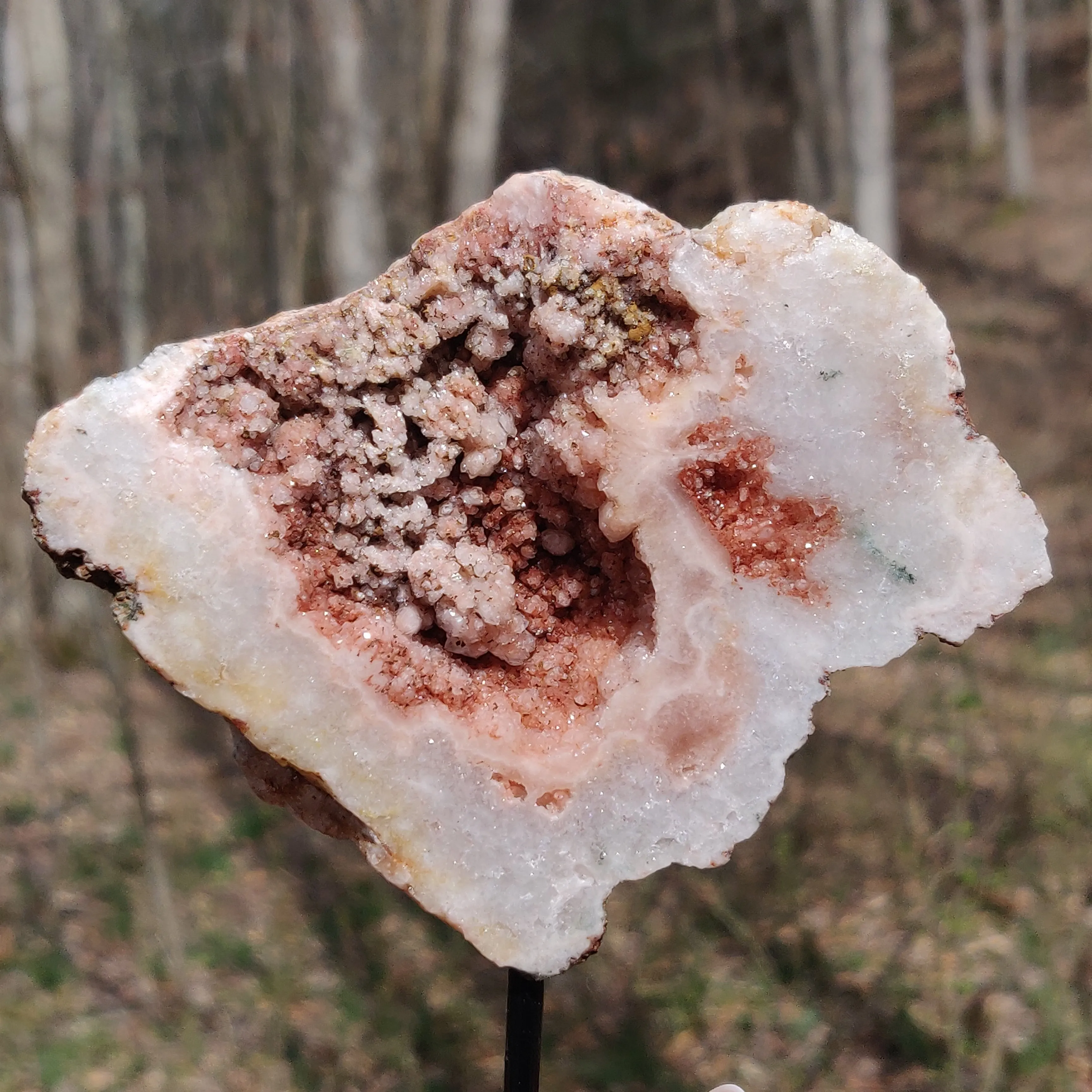 Pink Amethyst Geode Slab on Metal Stand (#5)