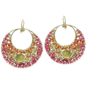 Pink Ruby Mandarin Garnet Peridot and Vessonite Earrings B178 by Calico Juno Designs, Bonnie Riconda