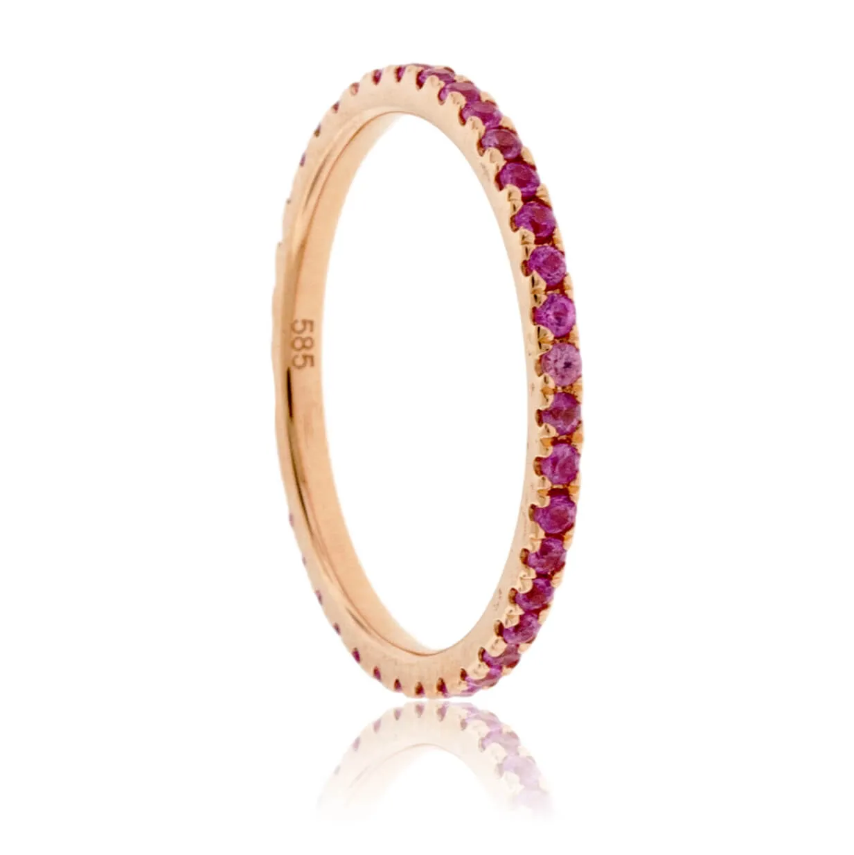 Pink Sapphire Single Row Stackable Ring