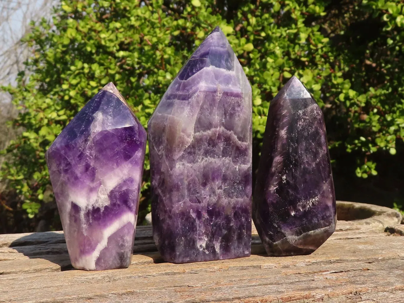 Polished Dream Amethyst Points x 3 From Ambatondrazaka, Madagascar