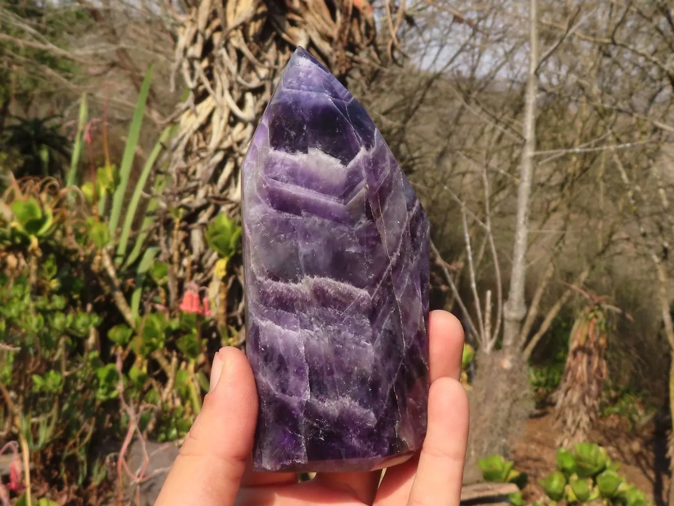 Polished Dream Amethyst Points x 3 From Ambatondrazaka, Madagascar