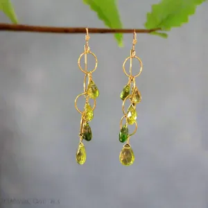 Pom Jewelry Chrome Diopside & Peridot Earrings In Gold Fill- PEGN13