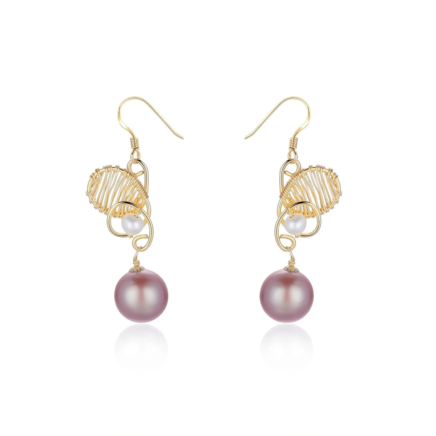 Purple Fairy Series Butterfly Kiss Pearl Dangle Earrings