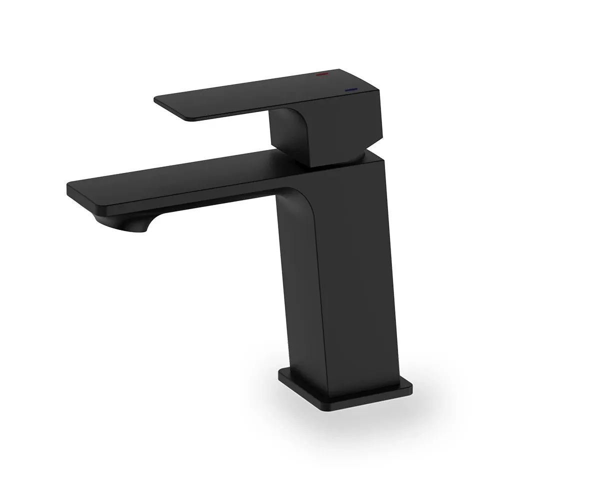 "Fluid-Quad, Sprint Single Lever Matte Black Basin Faucet   pop-up drain