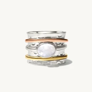 Rainbow Moonstone Spinning Ring