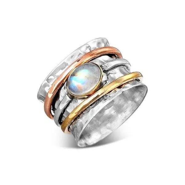 Rainbow Moonstone Spinning Ring