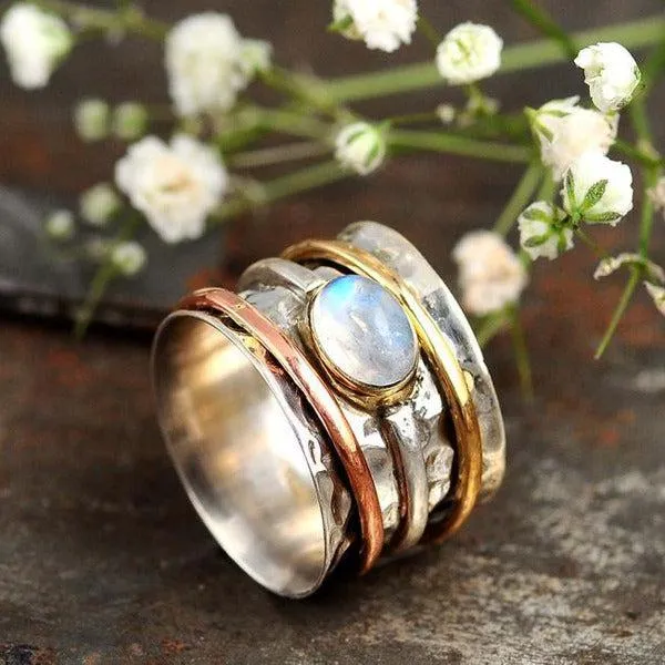 Rainbow Moonstone Spinning Ring