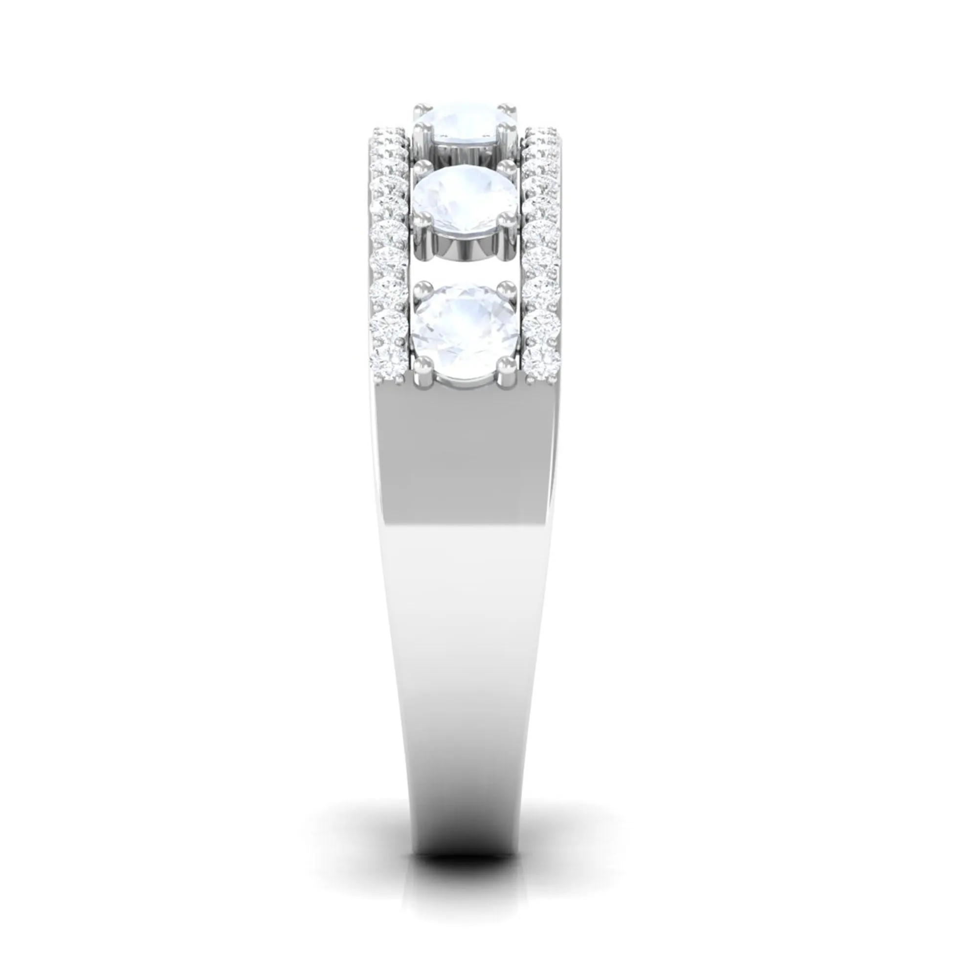 Real Moonstone and Diamond Anniversary Ring