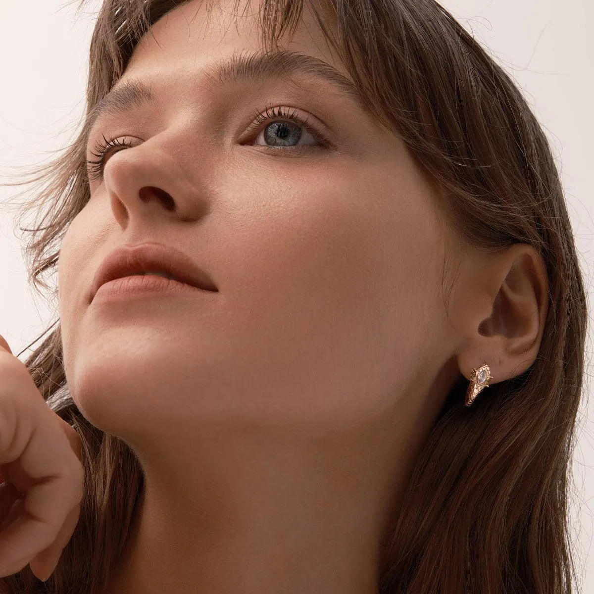 Red Spinal Snake Hoop Earrings in 14kt Gold Over Sterling Silver