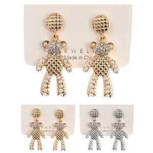 Rhinestone & Pearl Bear Earrings 42003 (12 units)