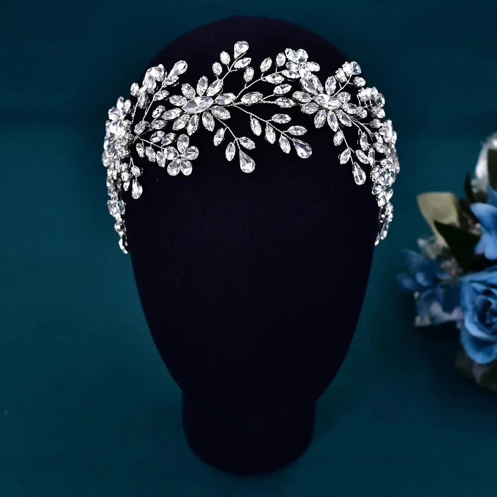 Rhinestone Bridal Headband Flower Headpiece Wedding Hair Accessories