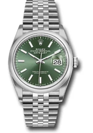 Rolex Datejust 36 Domed Bezel Mint Green Index Dial Jubilee Bracelet 126200