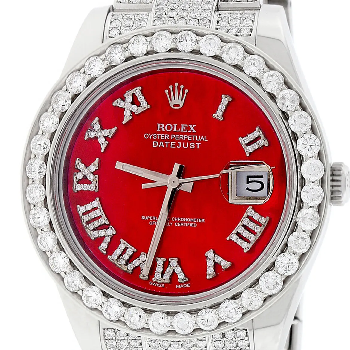 Rolex Datejust II 41mm 9.8CT Diamond Bezel/Bracelet/Red MOP Roman TFJ-142508148