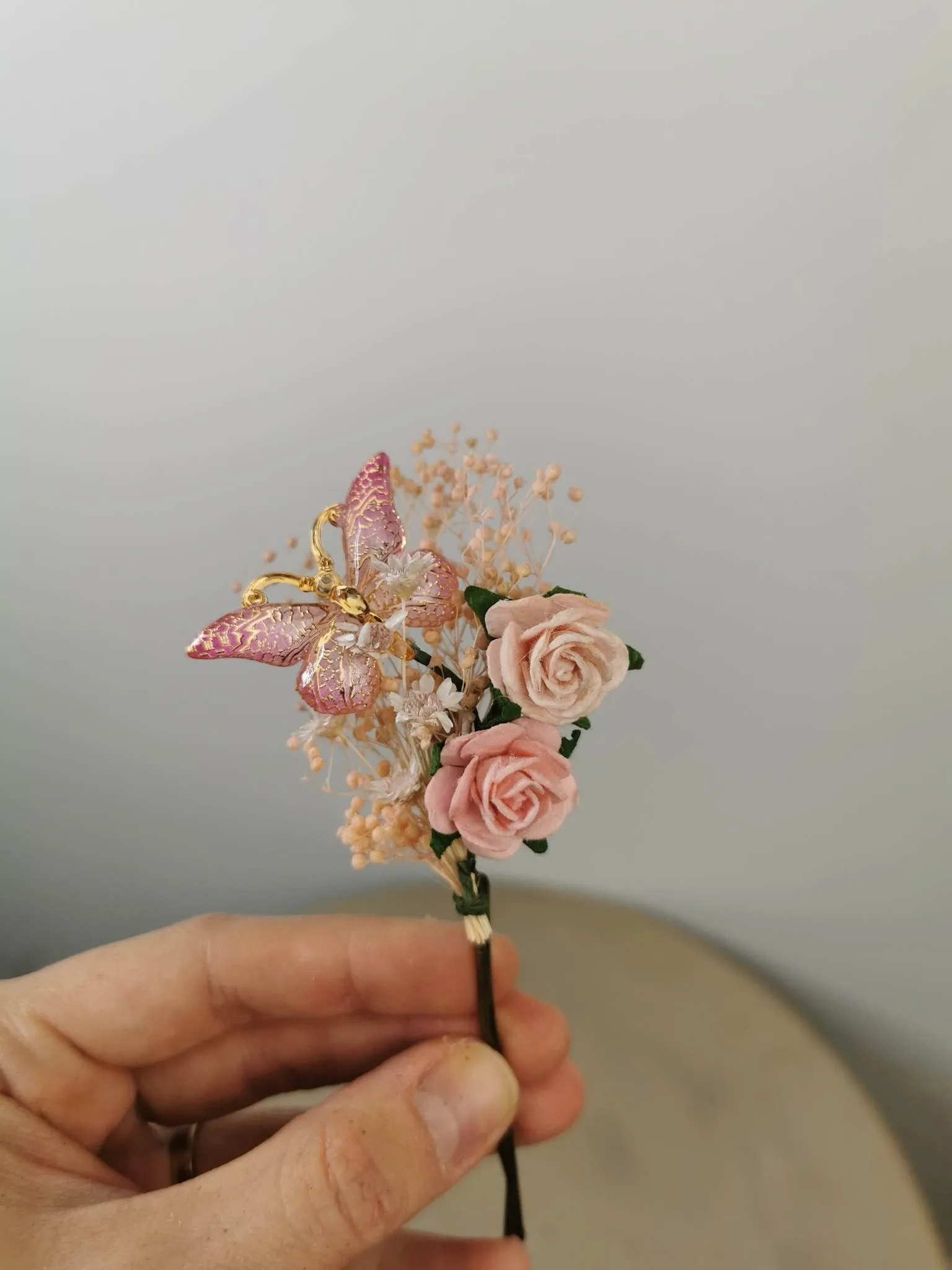 Romantic blush flower hairpins