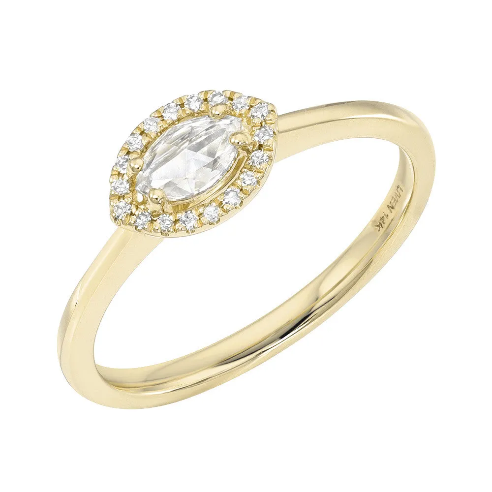 Rose Cut Marquise Diamond Halo Band