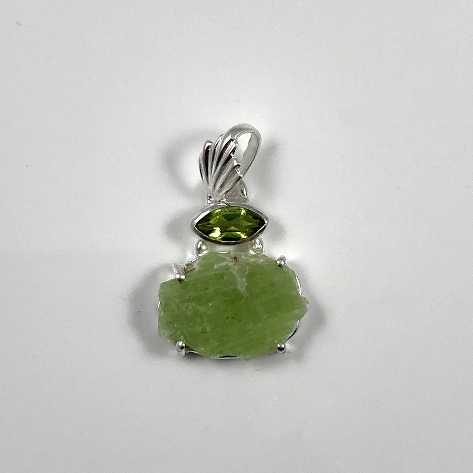 Rough Green Kyanite & Peridot Pendant