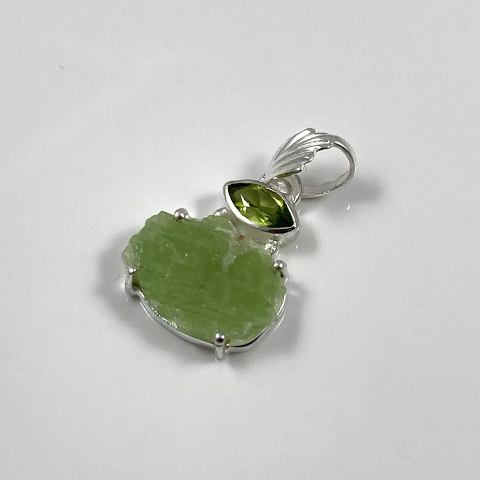 Rough Green Kyanite & Peridot Pendant