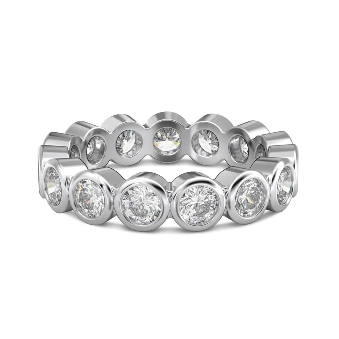 Round Bezel Set Diamond CZ Eternity Band Ring