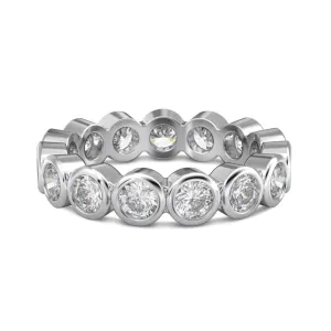 Round Bezel Set Diamond CZ Eternity Band Ring