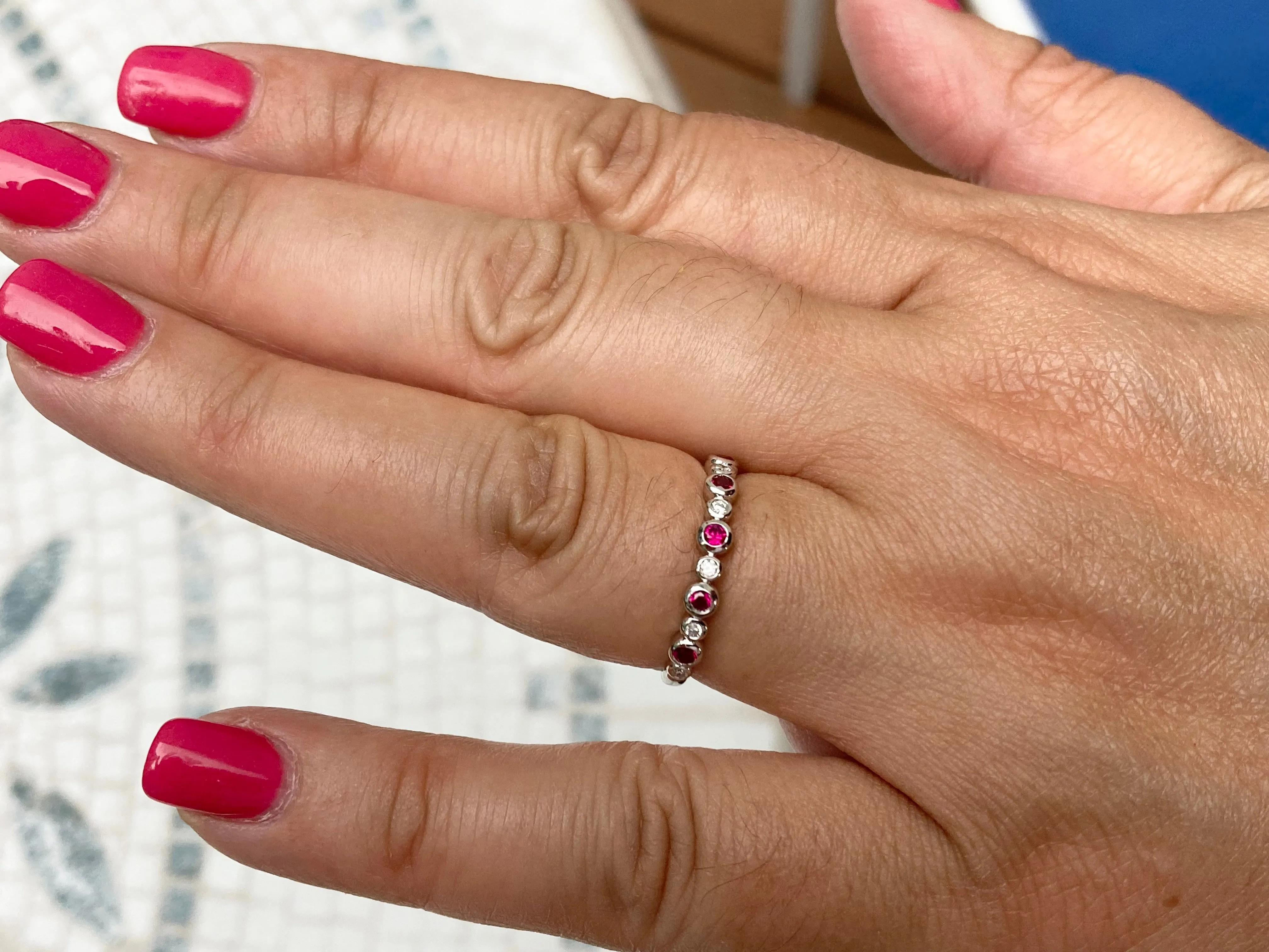 Ruby And Diamond Silver Ring