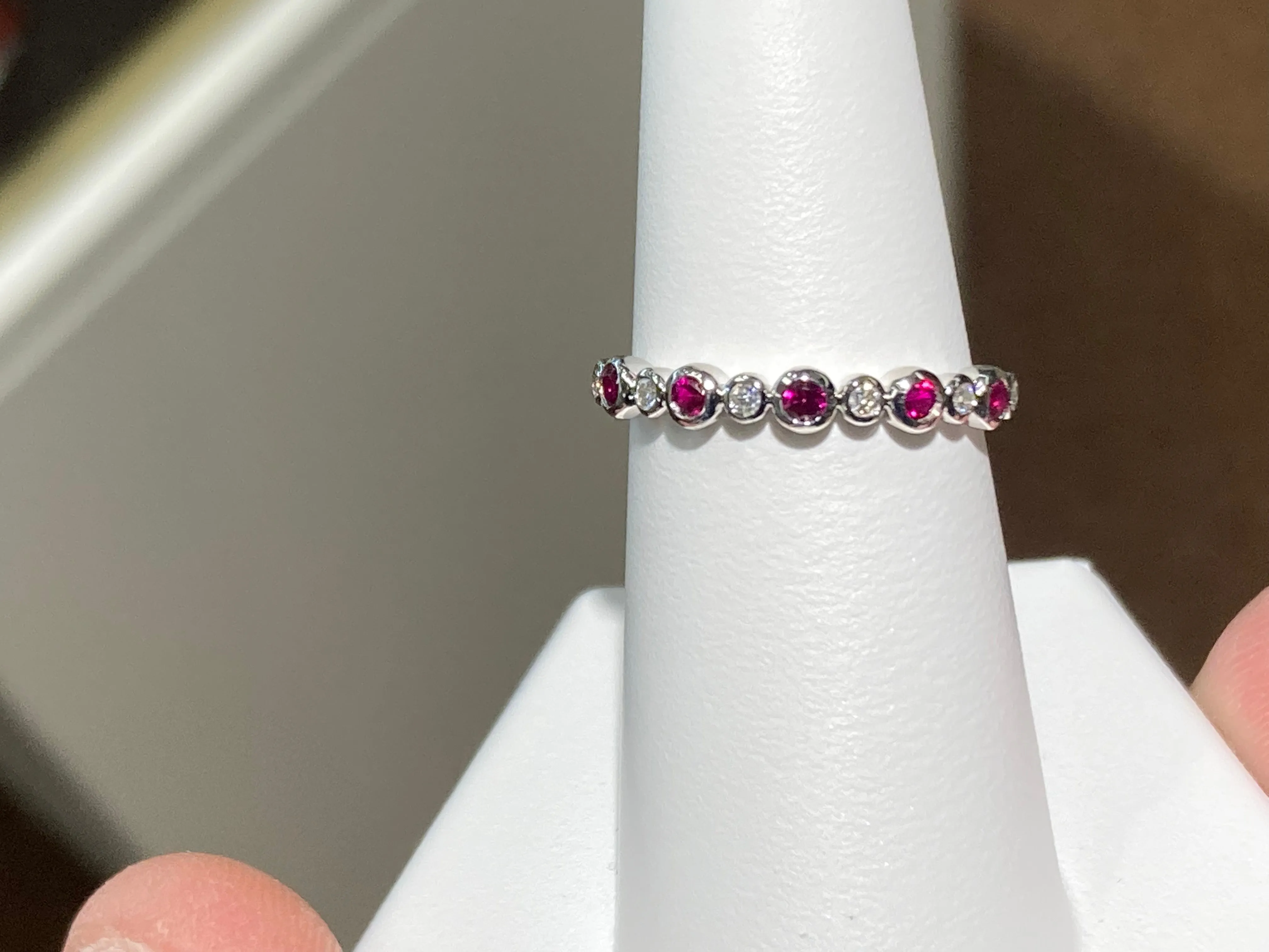 Ruby And Diamond Silver Ring