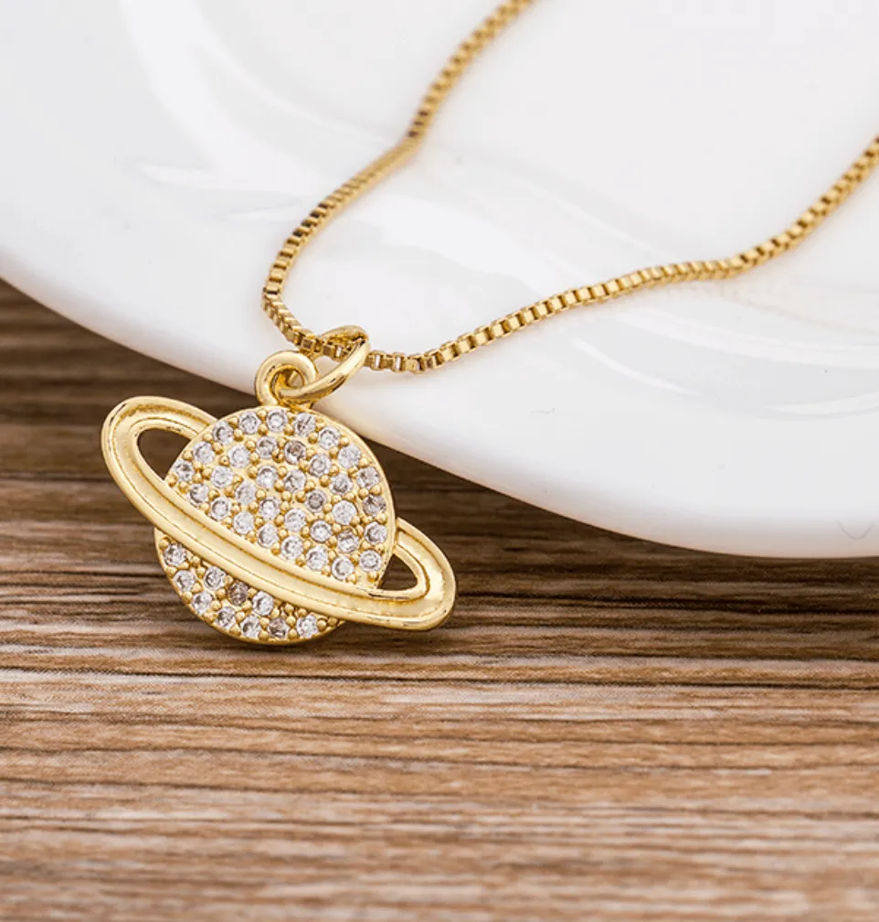 Saturn Gold Necklace