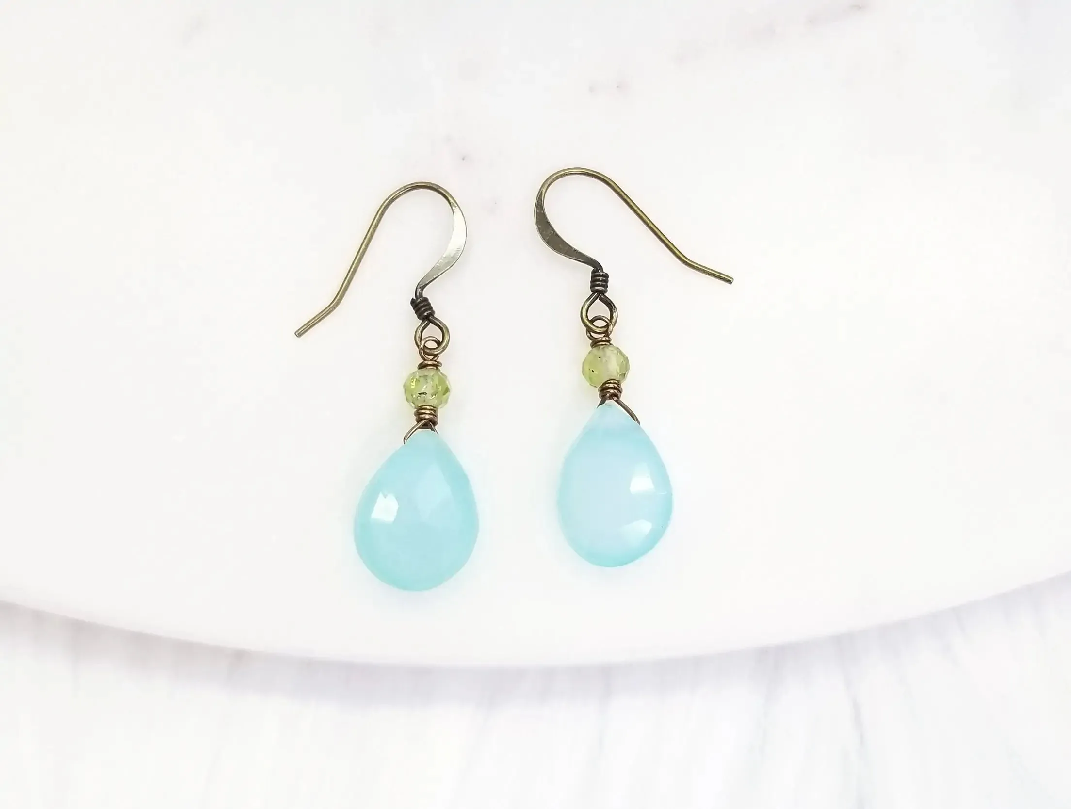 SeafoamChalcedony Tear Earrings