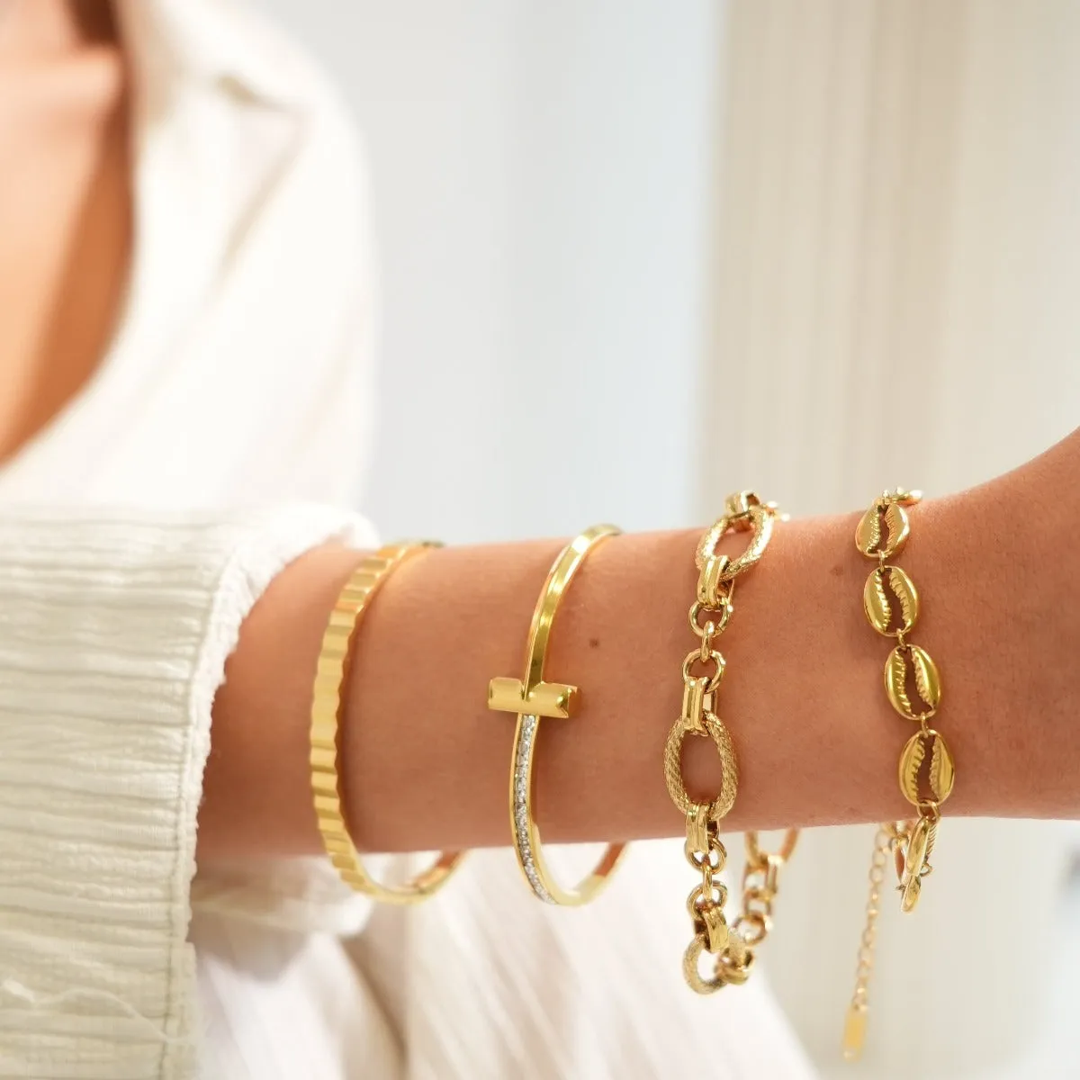 Shell Link Chain Bracelet - Gold