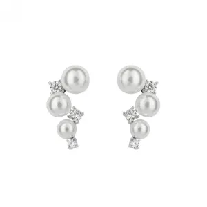 Shell Pearl Bubble Zirconia Stud Earrings E6192