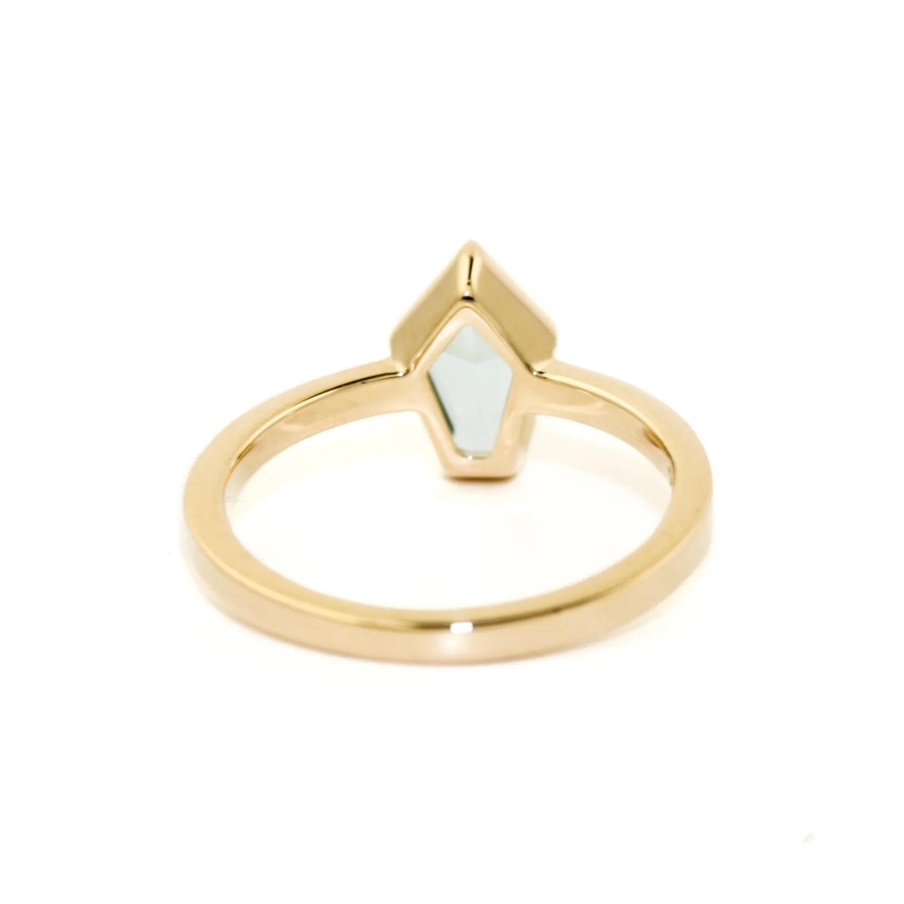 Shield Cut Aquamarine Ring in 14K Gold