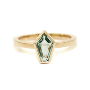 Shield Cut Aquamarine Ring in 14K Gold