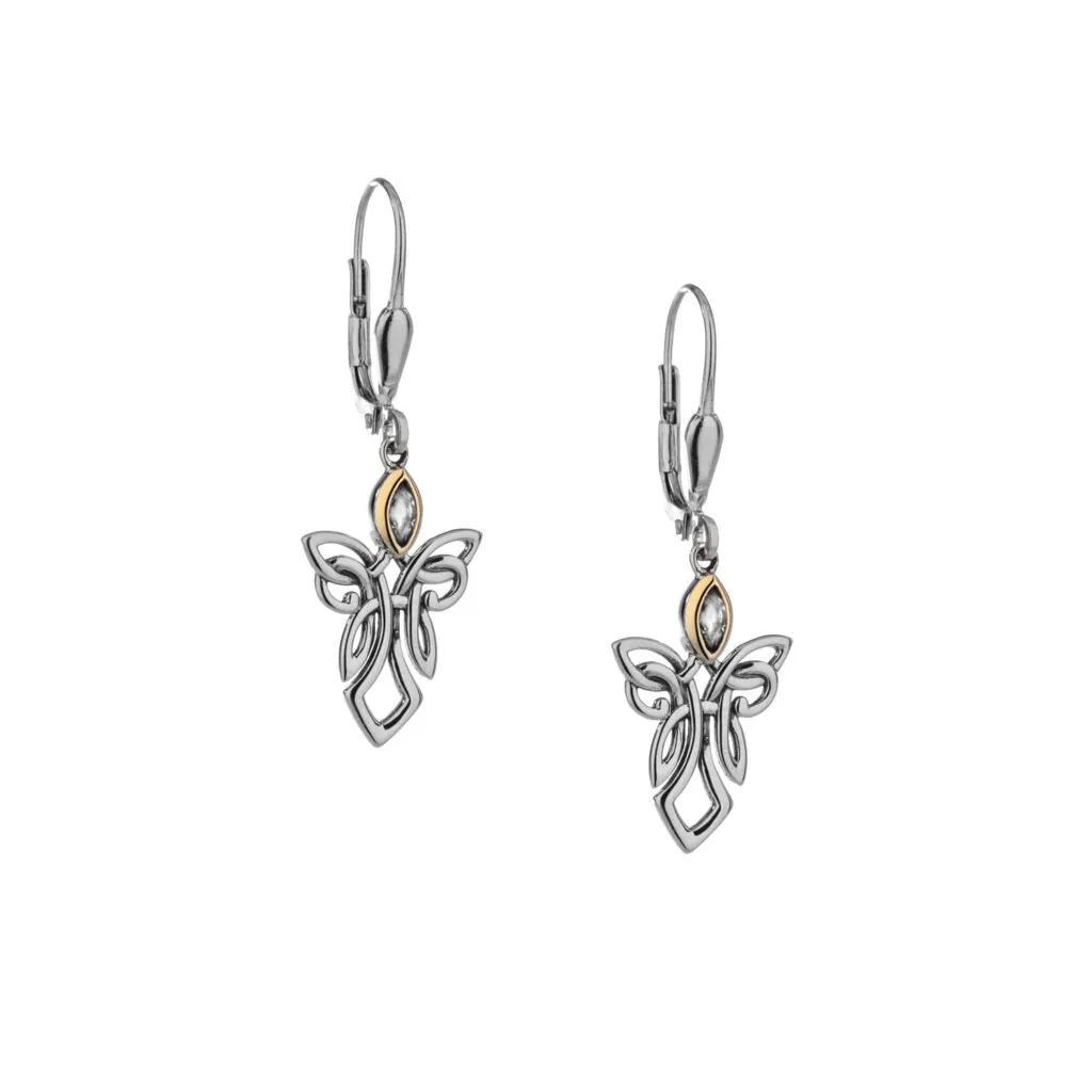 Silver and 10k Gold Guardian Angel Earrings - Amethyst/Topaz/Peridot/Cubic Zirconia