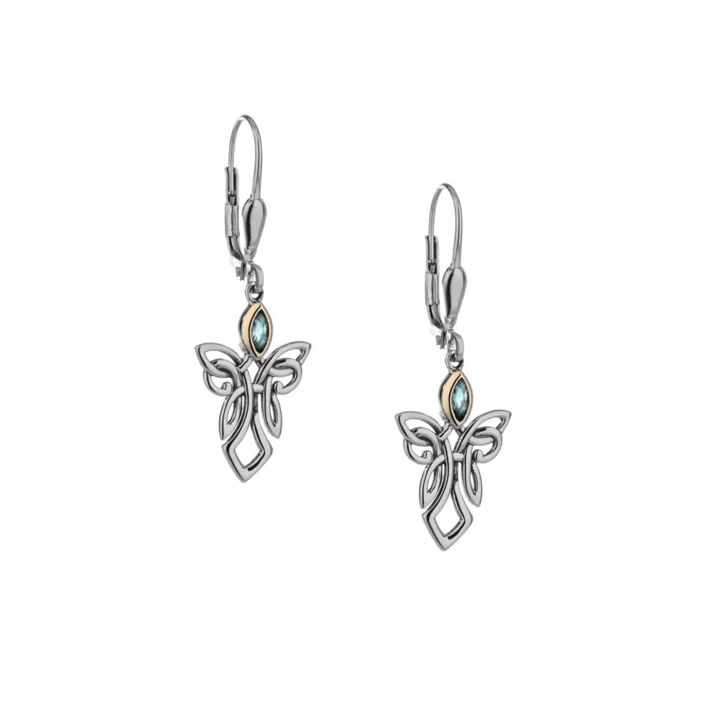 Silver and 10k Gold Guardian Angel Earrings - Amethyst/Topaz/Peridot/Cubic Zirconia