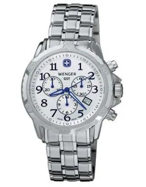 Silver Dial - Stainless Steel Mens Wenger GST Chronograph - Bracelet