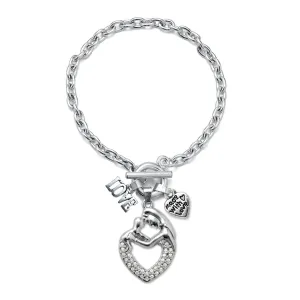 Silver Love Mother and Child Charm Toggle Bracelet