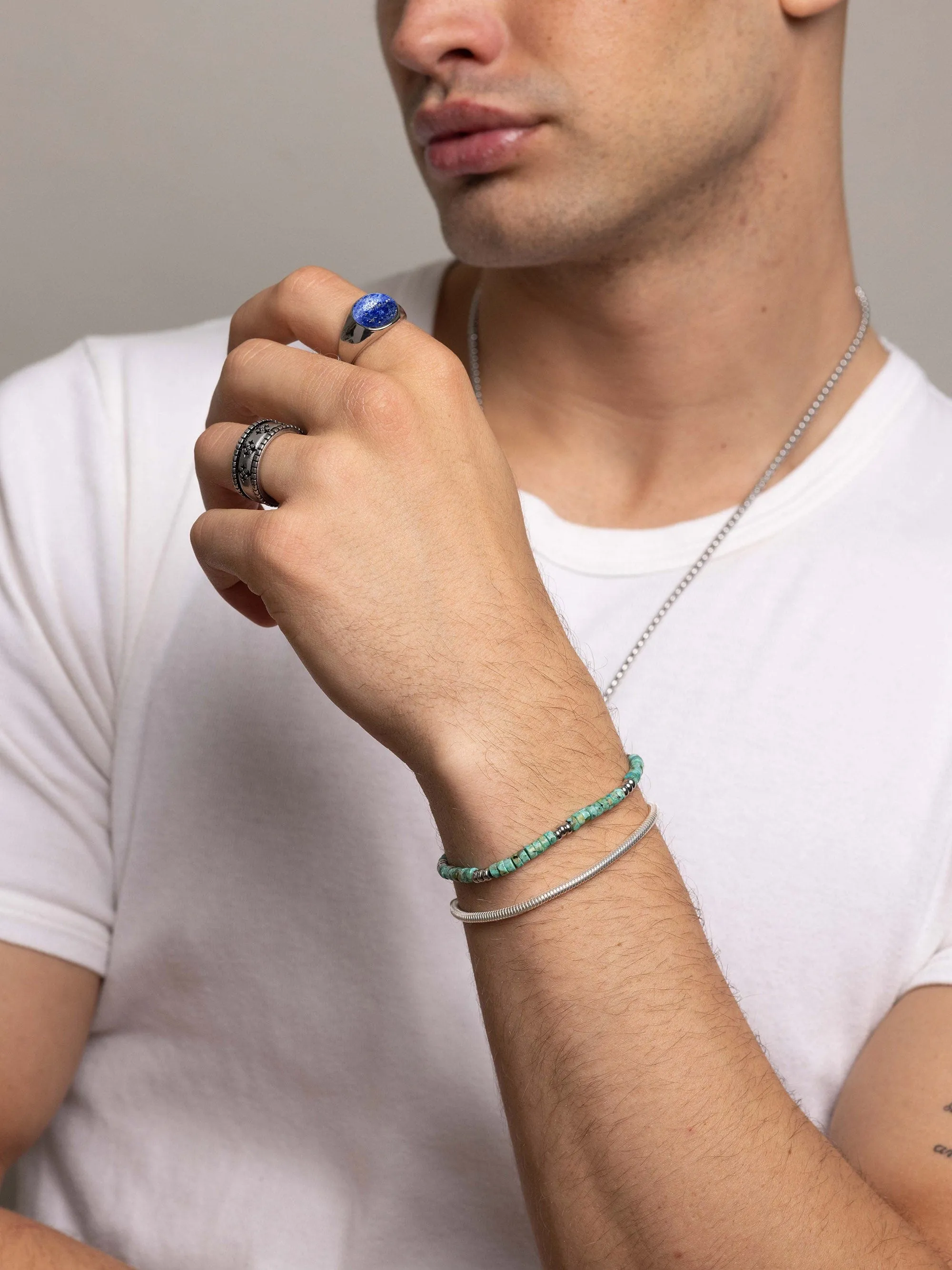 Silver Oval Signet Ring with Blue Lapis