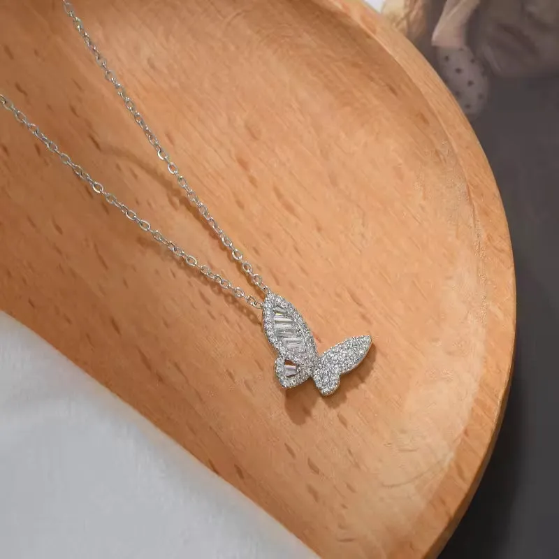 SISSLIA Fashion High Quality Gold Plated Zircon Cavicle Chain Full Diamond Butterfly Chain for Women