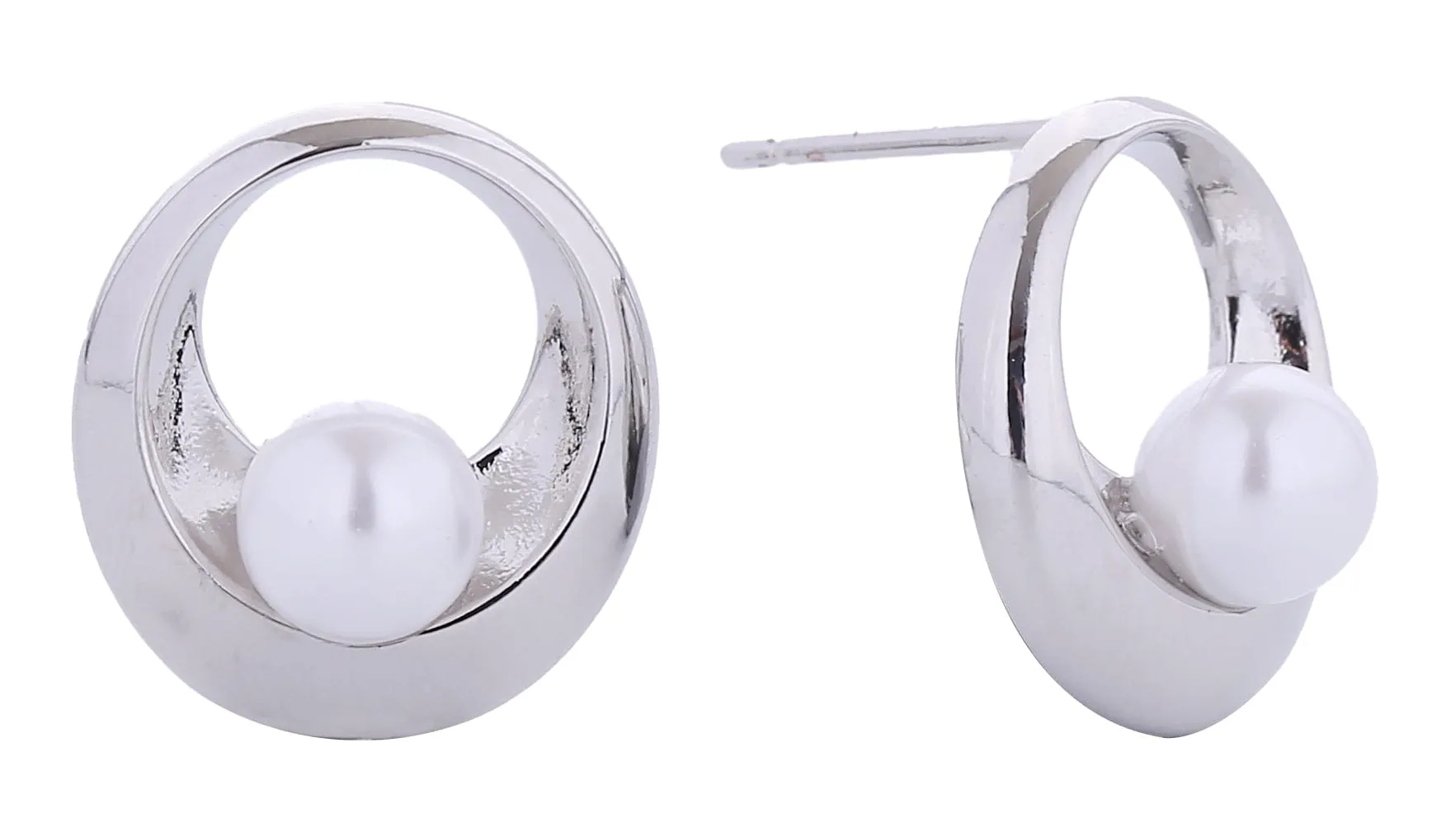 SJE310665 14K Inner Circle Pearl Post Earrings