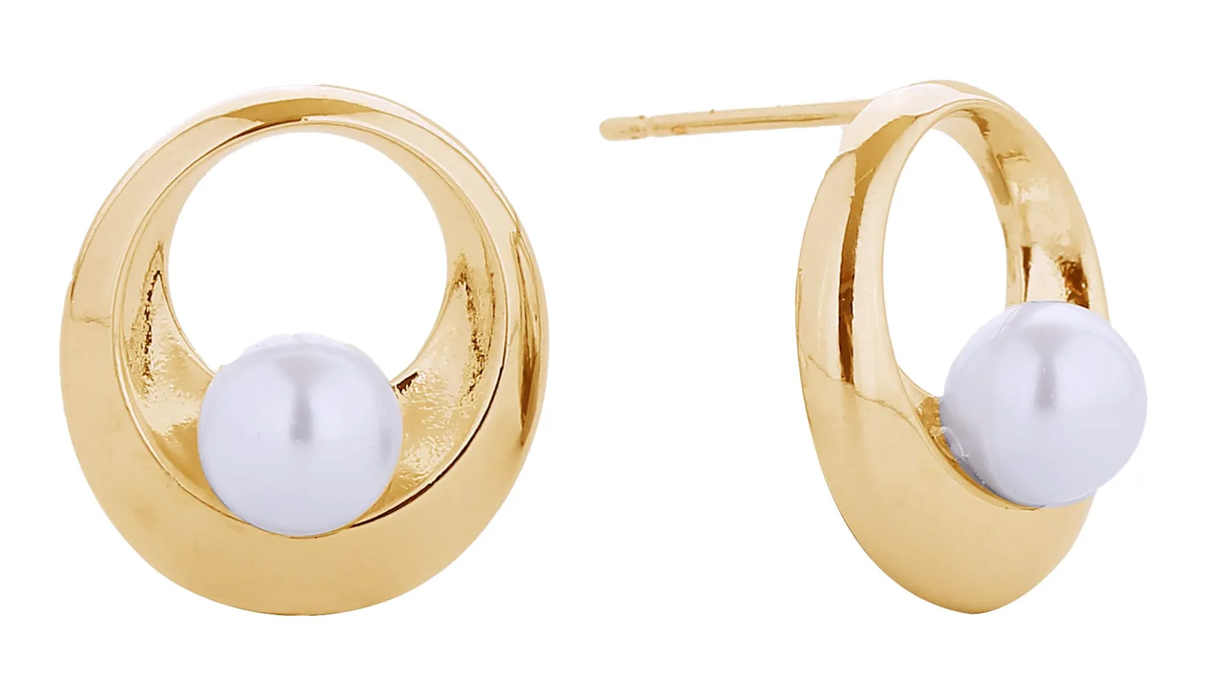 SJE310665 14K Inner Circle Pearl Post Earrings