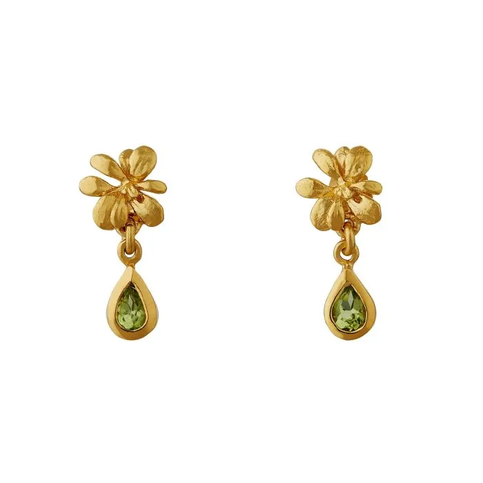 Small Rosette studs with peridot drop