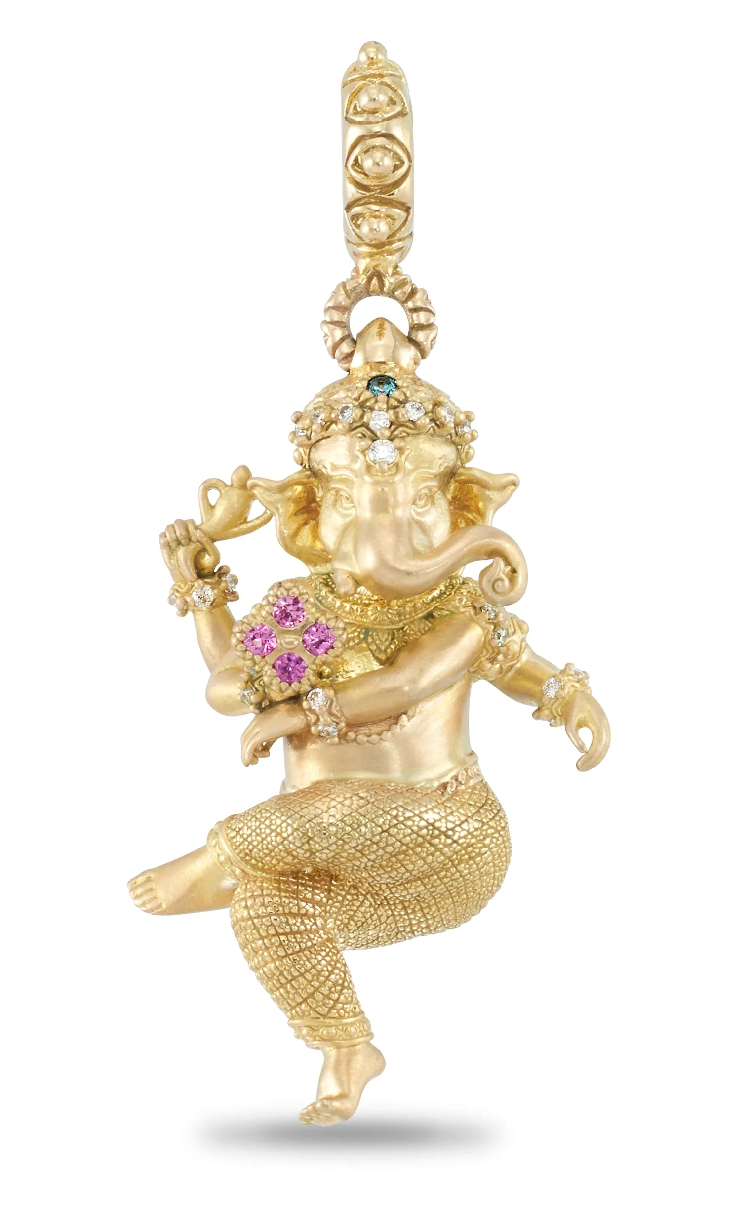 Special Order. Ganesha Charm- Diamond & Pink Sapphire