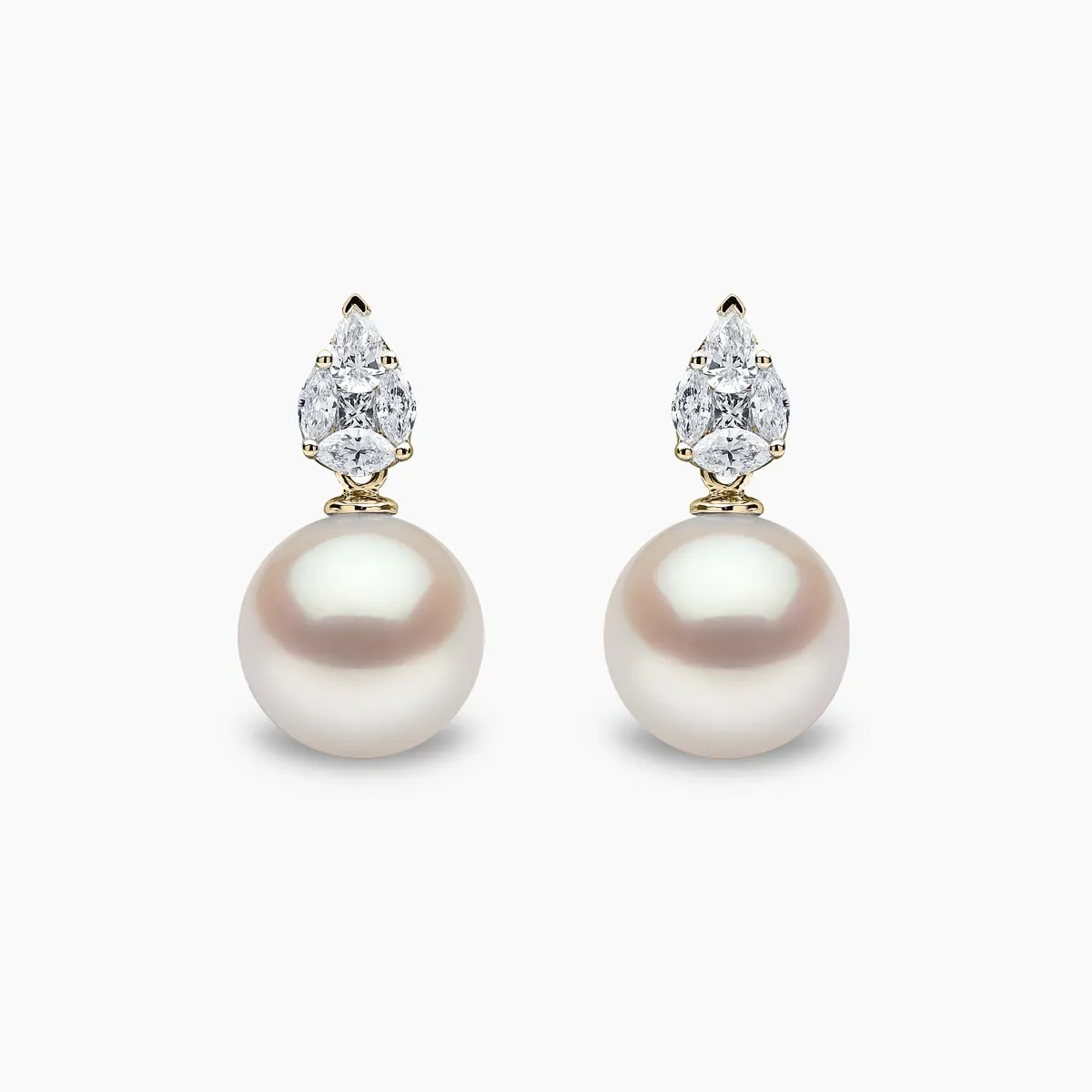 Starlight 18K Gold Pearl and Diamond Prism Earrings