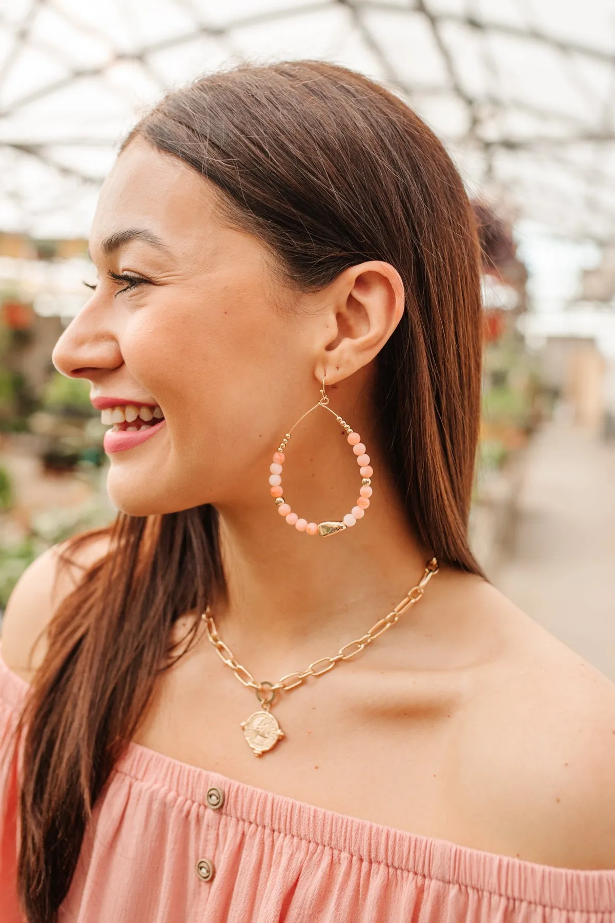 Steal The Show Earrings in Peach