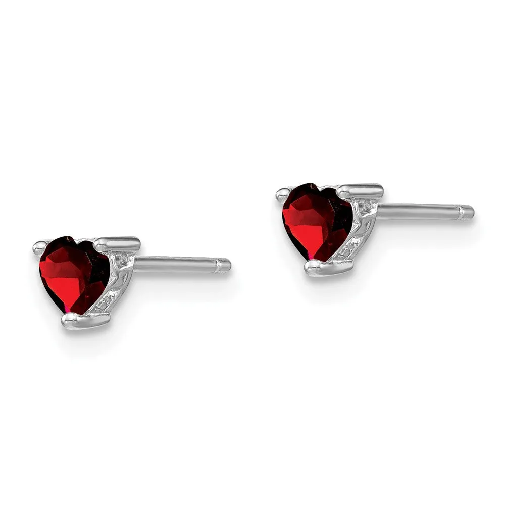 Sterling Silver 4mm Heart Birthstone Post Earrings