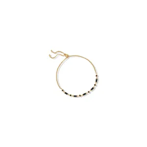 Sterling Silver Gold Plated Black CZ Bolo Bracelet