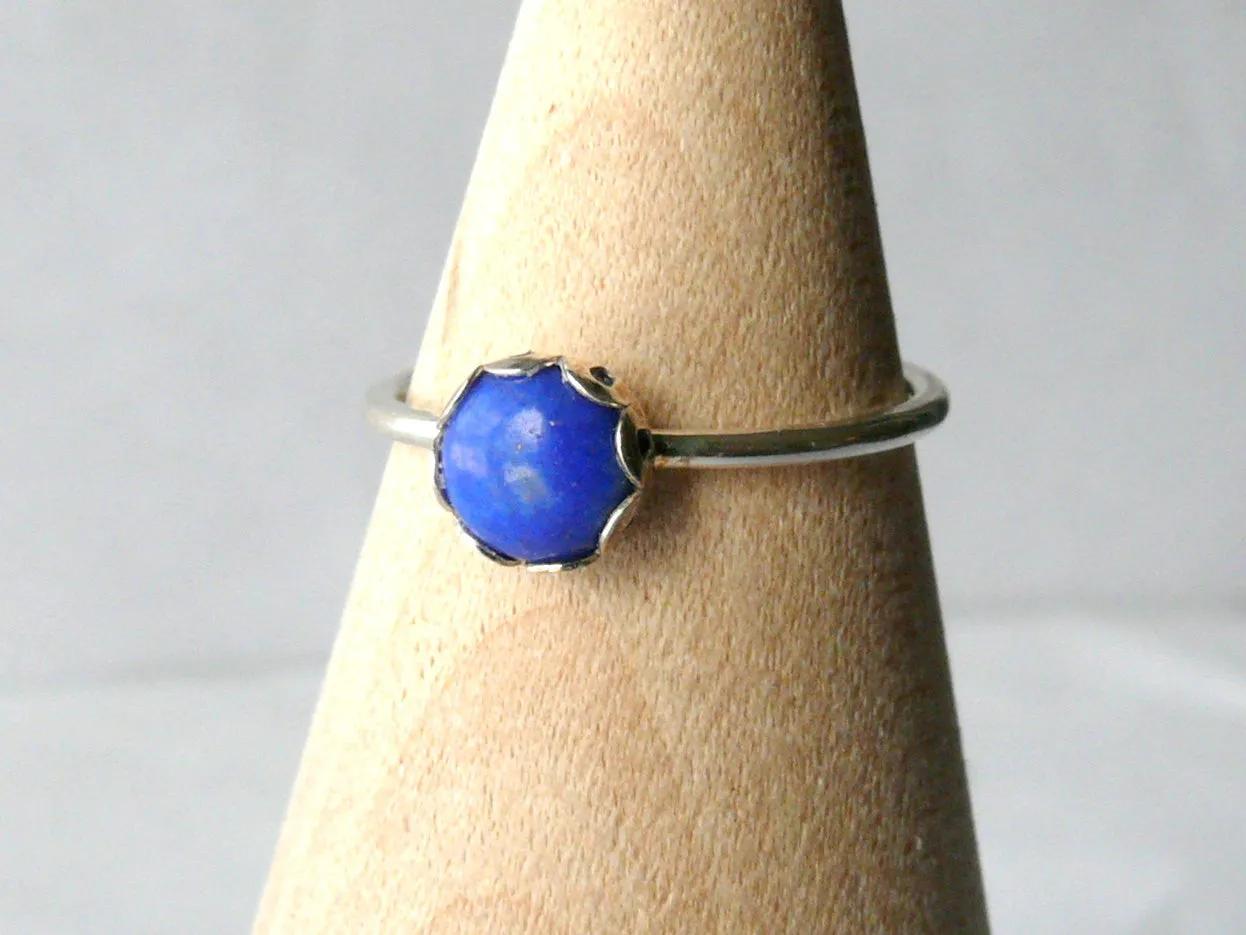 Sterling silver lapis ring silver stack ring gemstone stacking ring stackable ring blue lapis lazuli