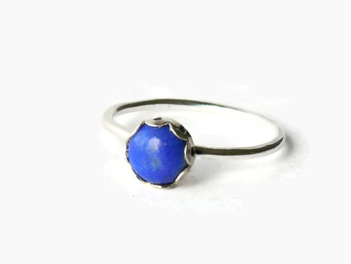 Sterling silver lapis ring silver stack ring gemstone stacking ring stackable ring blue lapis lazuli