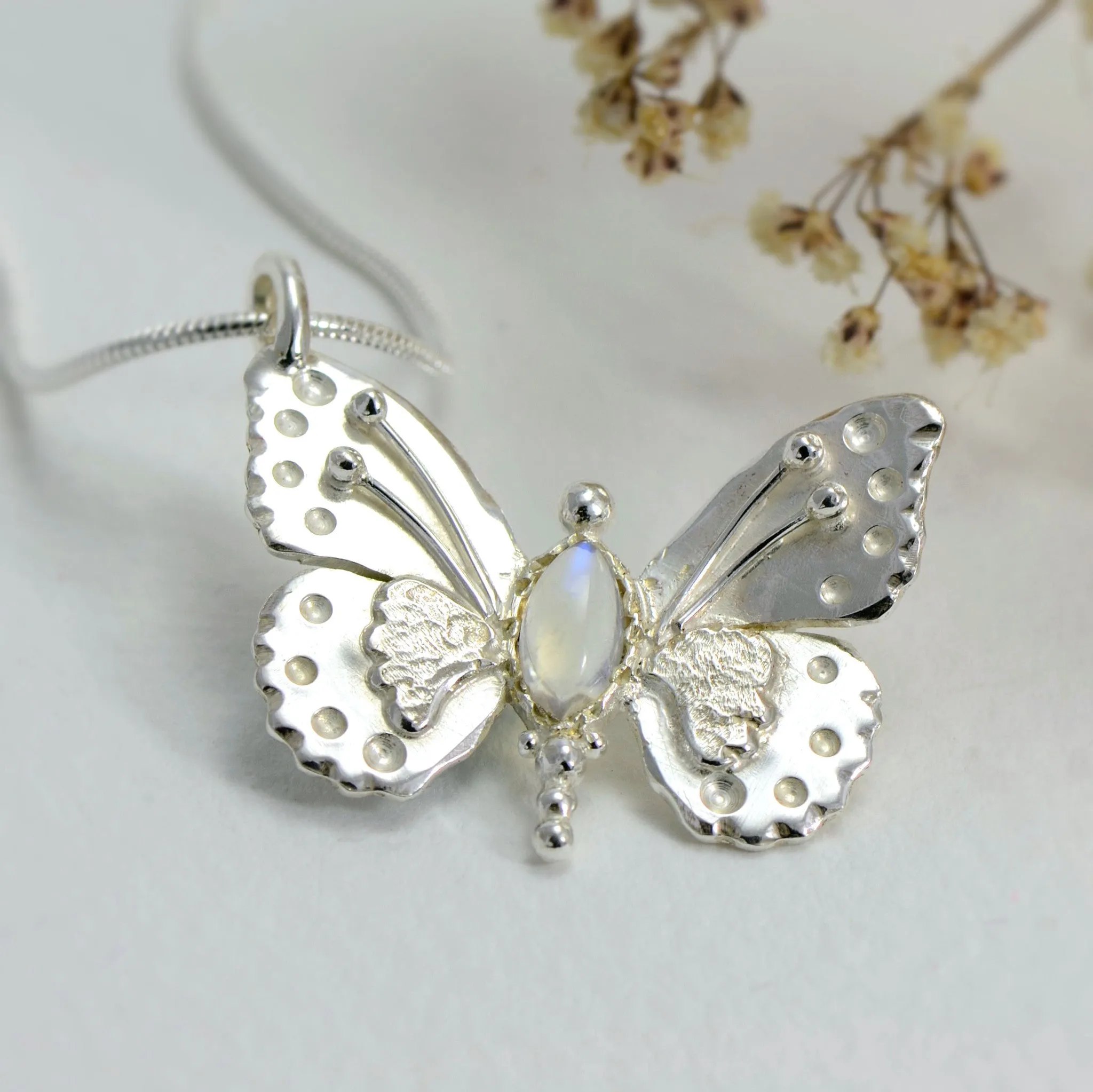 sterling silver Moonstone Butterfly Pendant